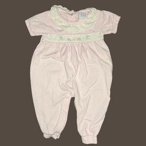 Pink Baby Romper with Lace Collar